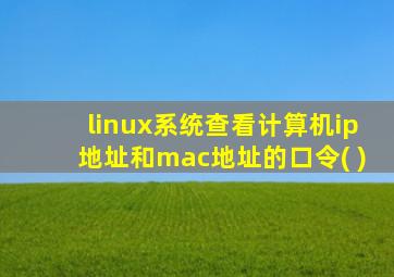 linux系统查看计算机ip地址和mac地址的口令( )
